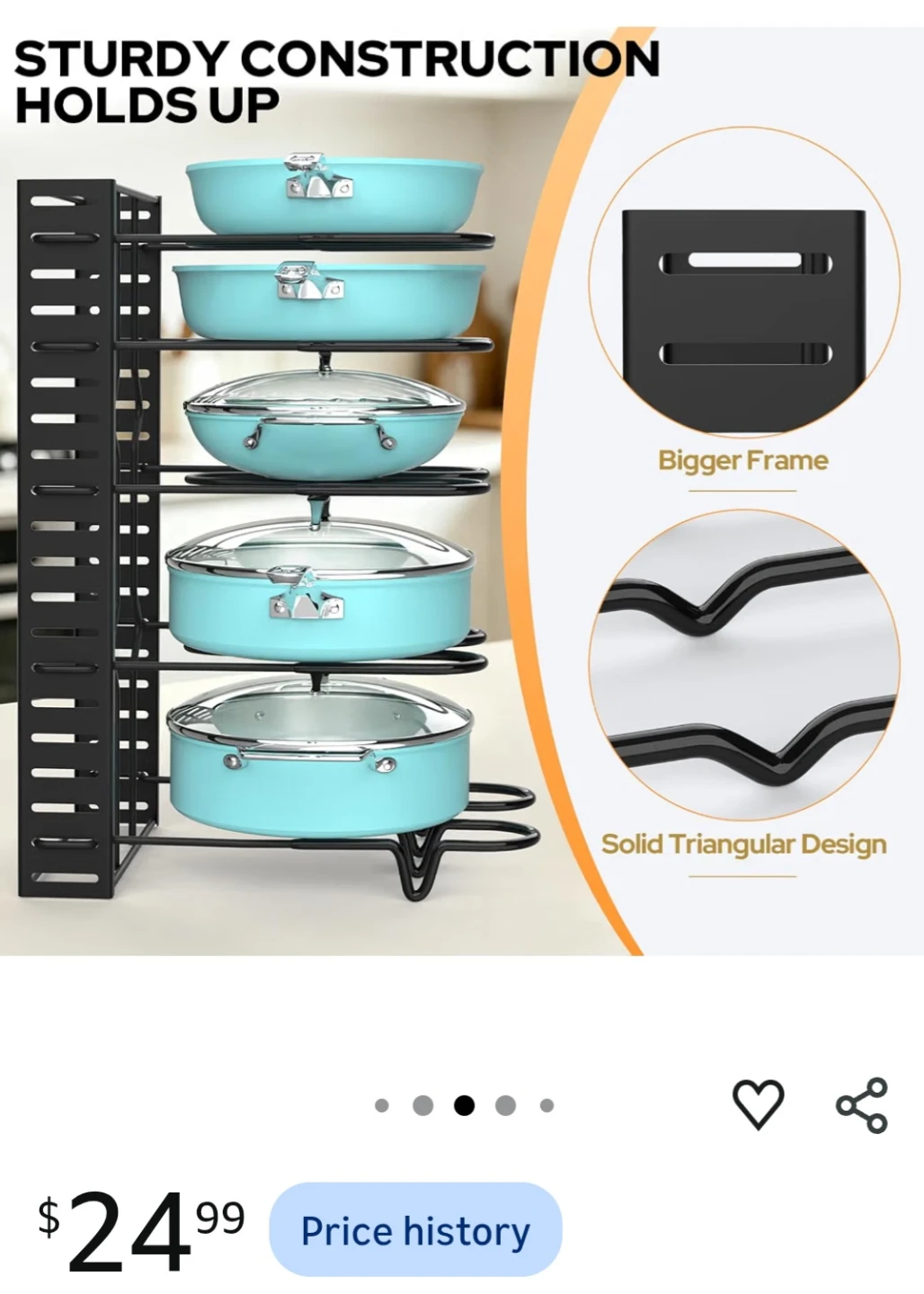 New -  Metal Pots and Lid Organizer Rack - photo 5