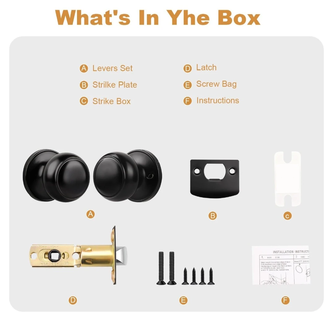 Matte Black Door Knob Set- Set of 3 - photo 4