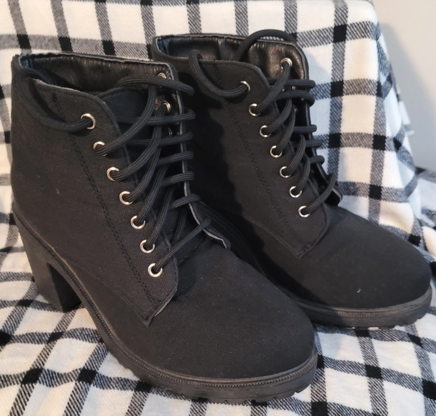 Black Lace-Up Ankle Boots