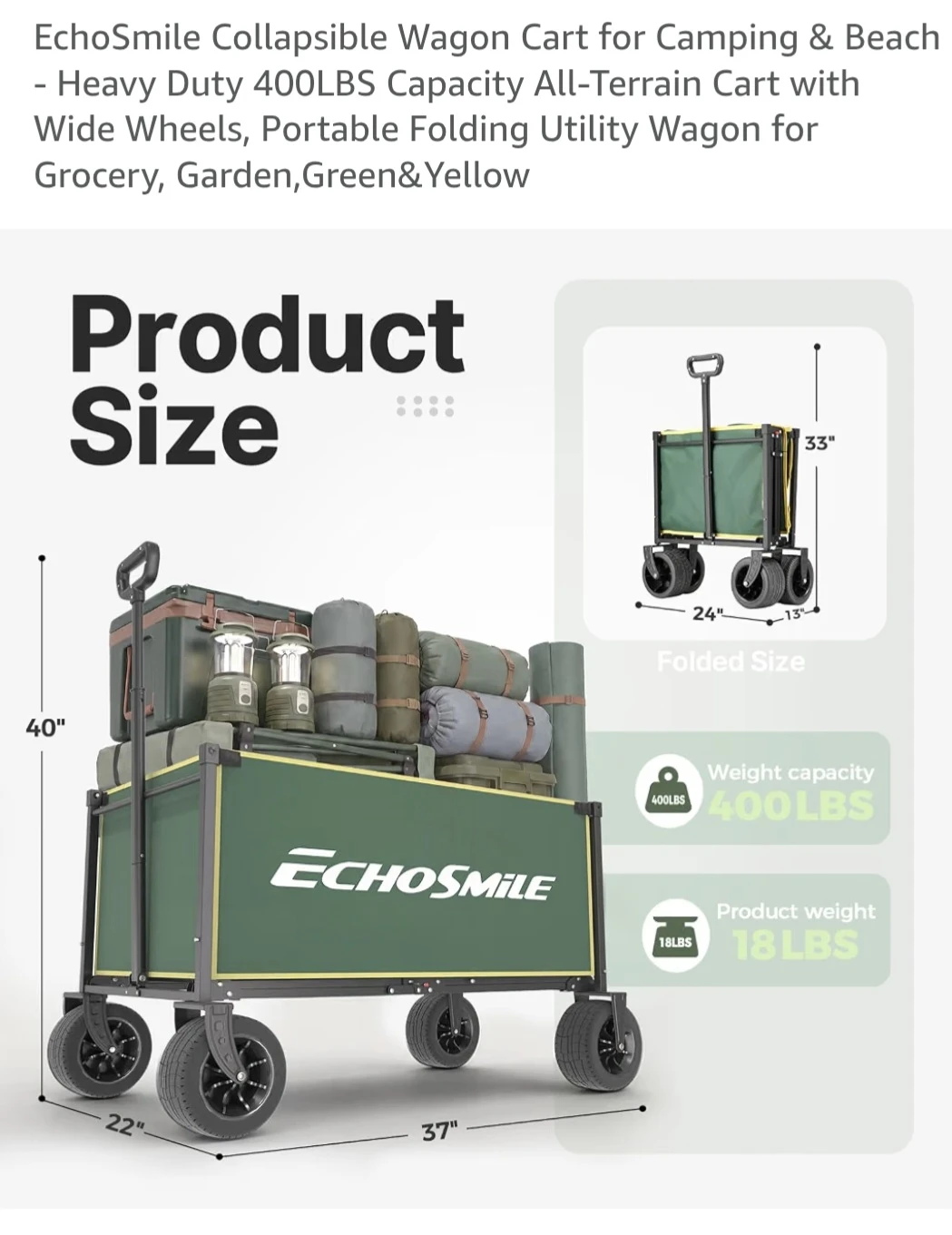 EchoSmile Collapsible Utility Wagon Cart