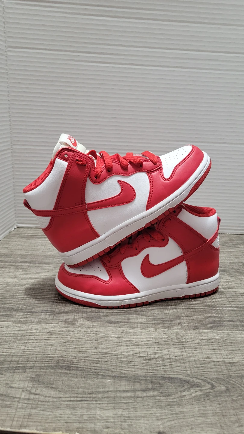 Nike Dunk High Red and White Kids Shoes