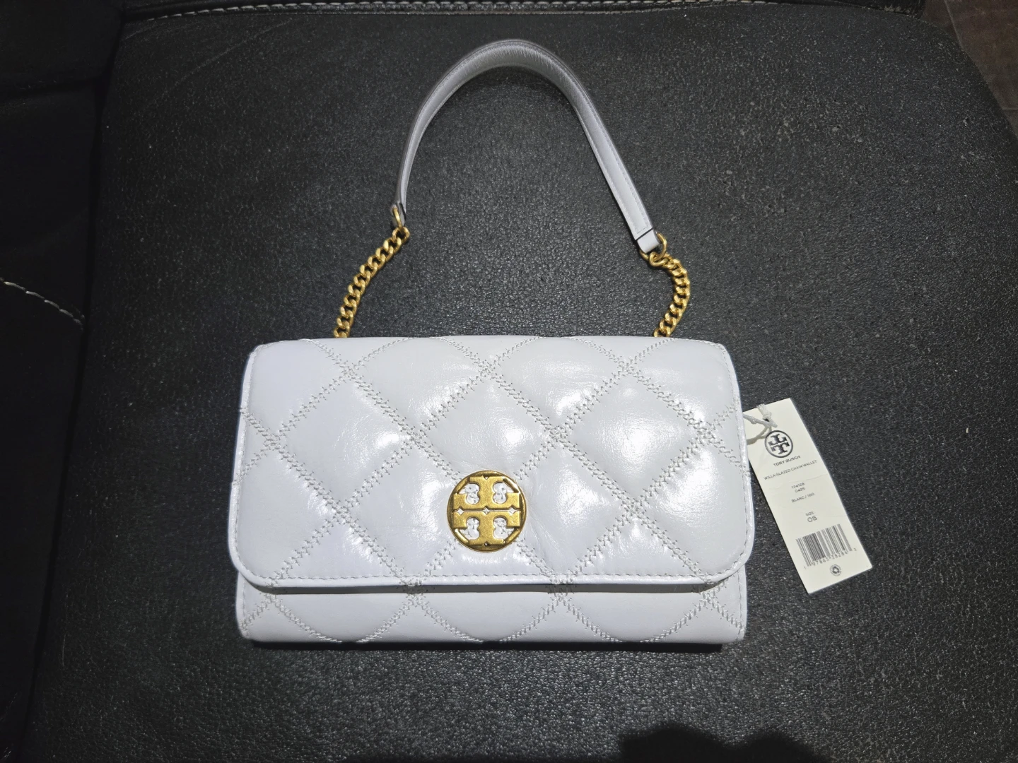 Authenticated Tory Burch Willa Glazed Chain Wallet