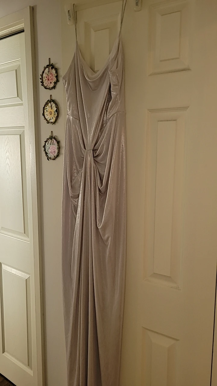 Metallic silver maxi dress