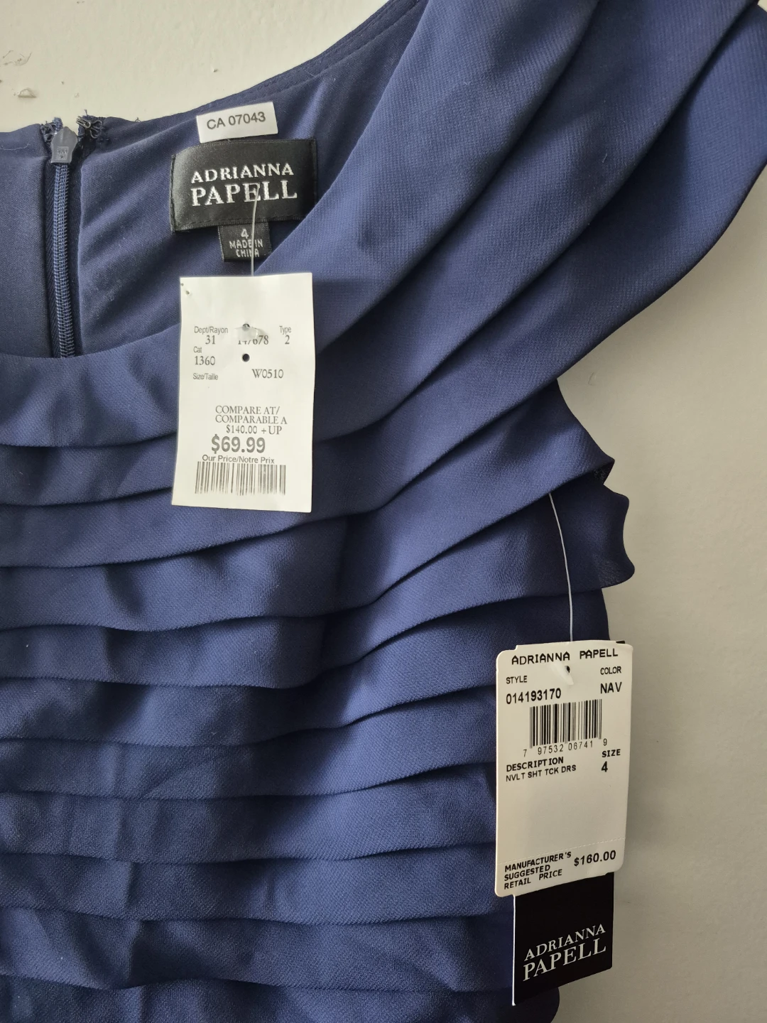 Adrianna Papell Navy Tiered Dress Size 4 - photo 2