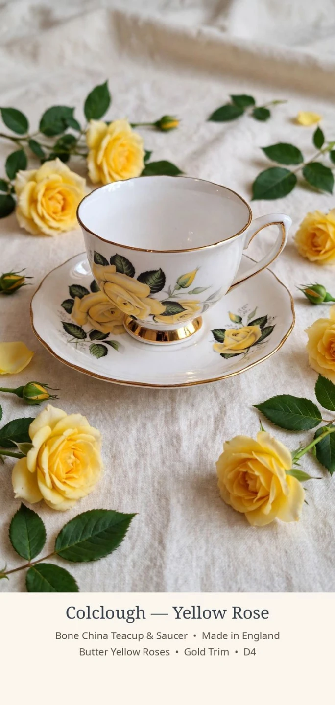 Colclough Yellow Rose Bone China Teacup & Saucer