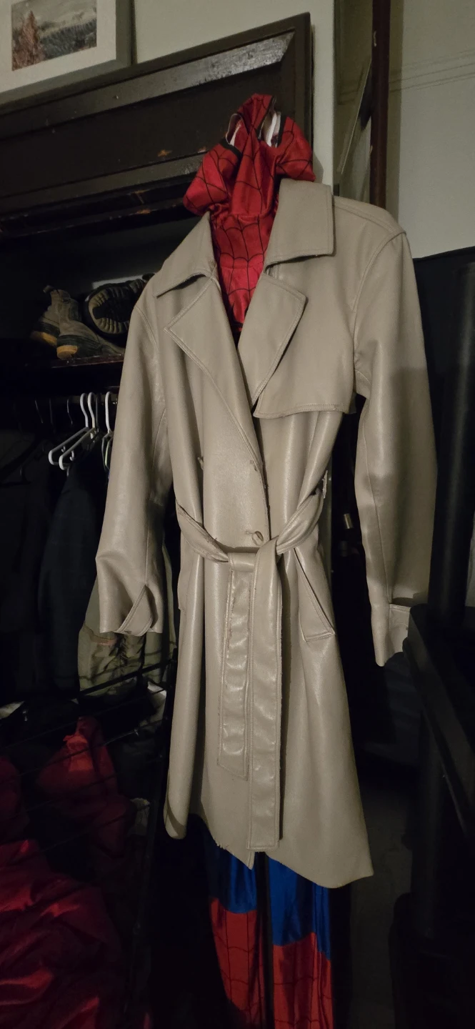 Beige Faux Leather Trench Coat - photo 2