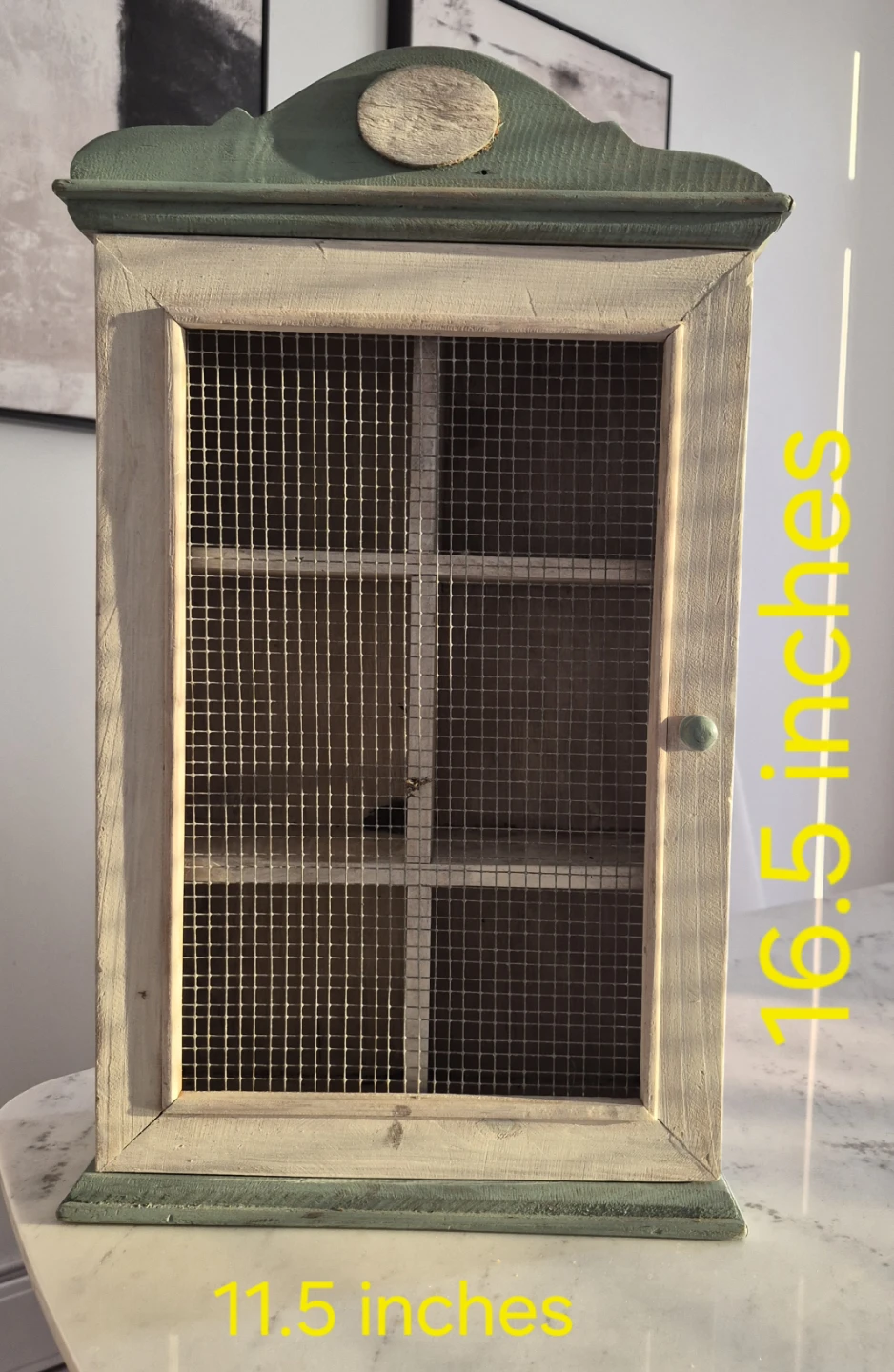 Rustic Wall-Mounted Wooden Display Cabinet with mesh doors