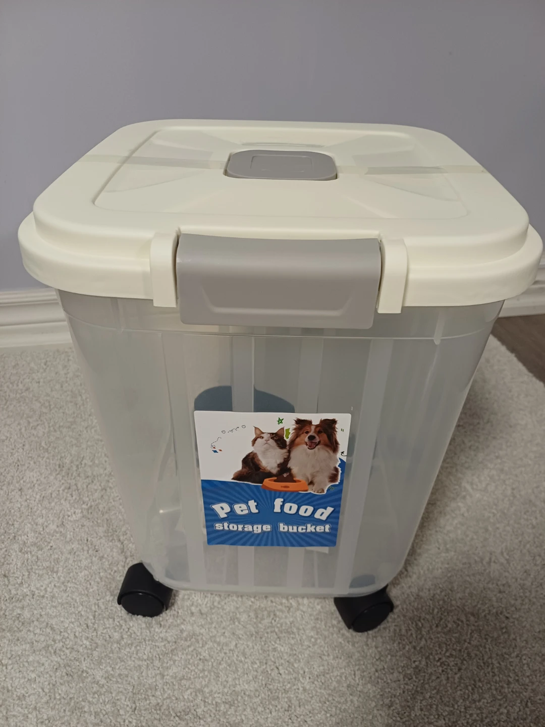 Pet Food Storage Bucket with Wheels - photo 4