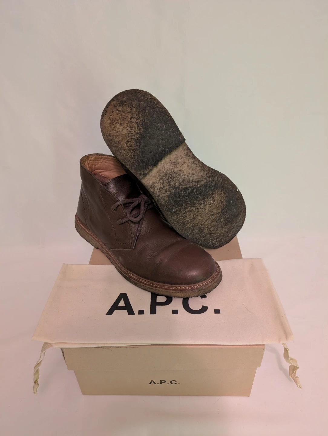 A.P.C. Brown Leather Chukka Boots - photo 3