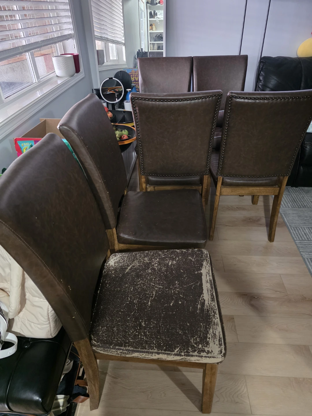 Set of 6 dark brown dining chairs - photo 2