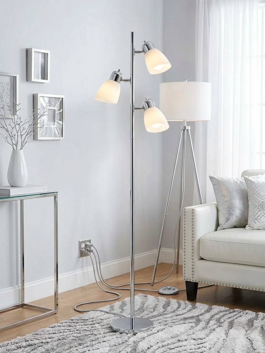 Modern Silver 3-Light Tree Floor Lamp
