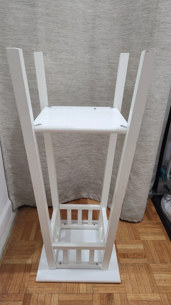 Vintage Style White Wooden Plant Stand & Accent Table - photo 4