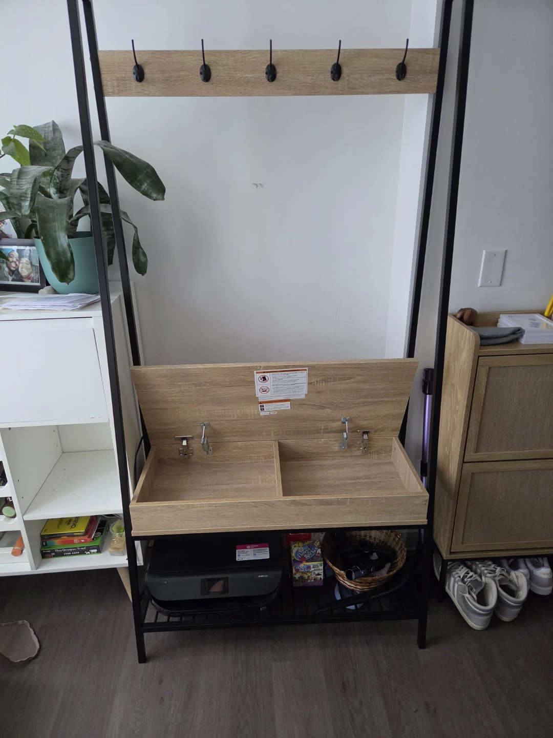 Hallway Coat Rack with Storage Bench - photo 2