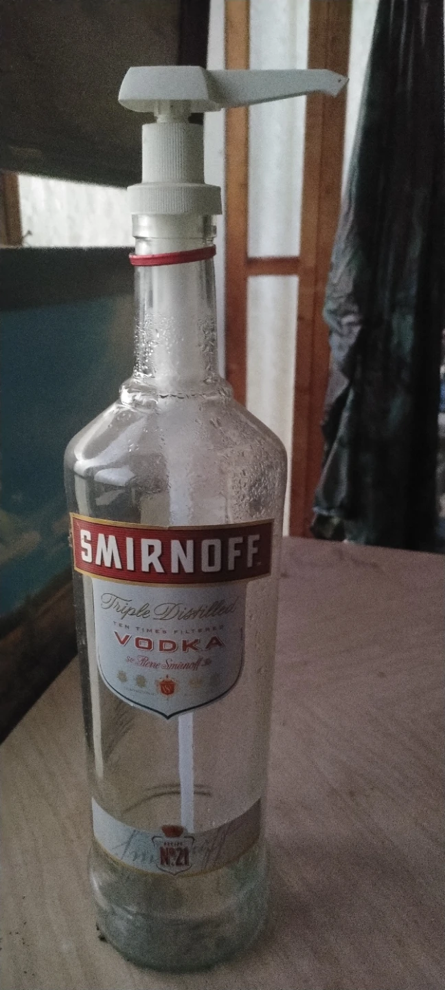 Empty Smirnoff Glass Bottle with Pump