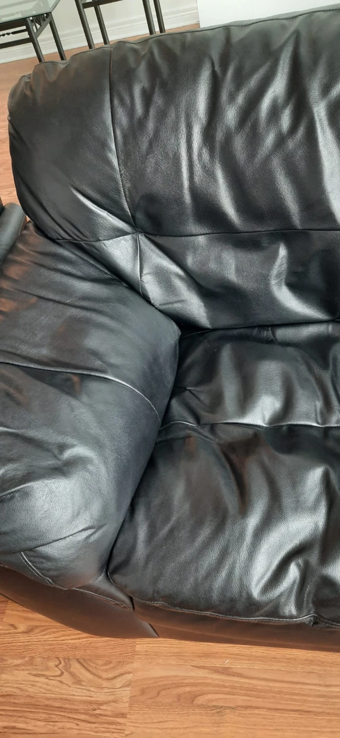 Black Leather Sofa and Armchair Set - photo 2