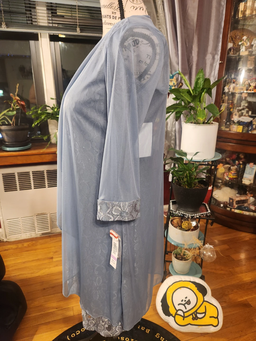 R&M Richards NWT Blue Beaded Lace Dress & Sheer Jacket 2 Set - photo 3