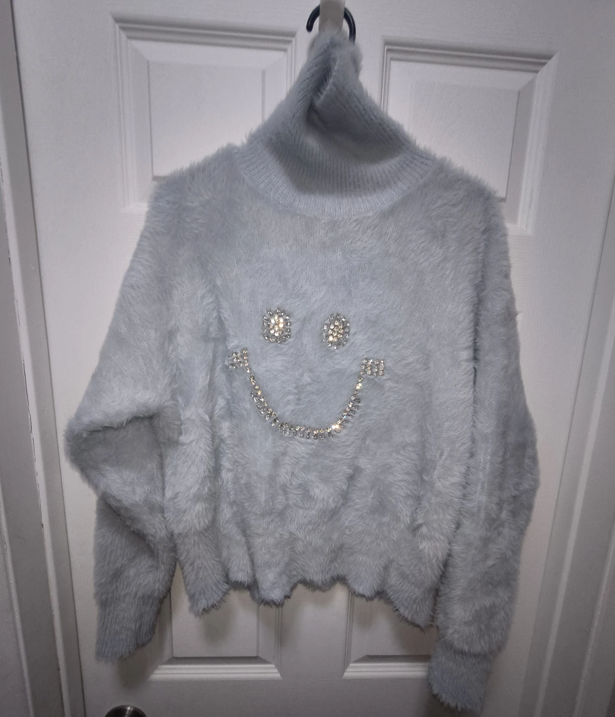 Light Blue Fuzzy Turtleneck Sweater