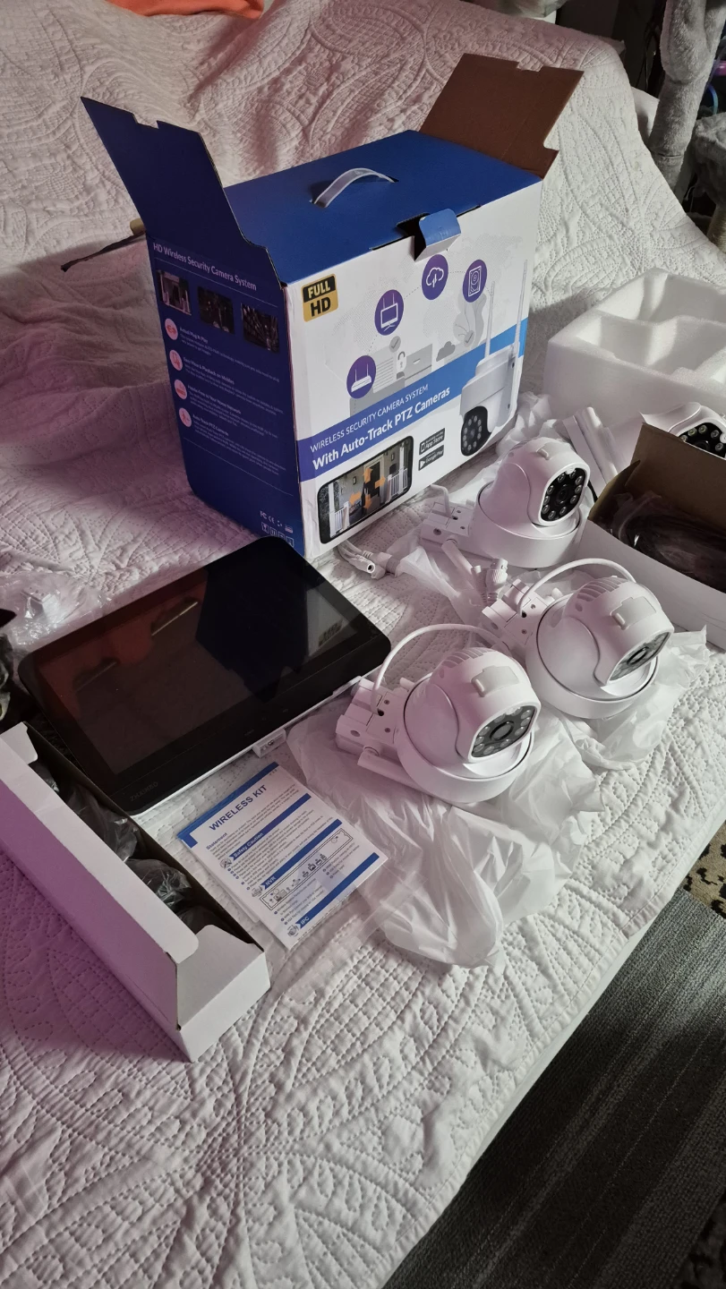ZHXINSD 5MP Security Camera System with 12" Monitor