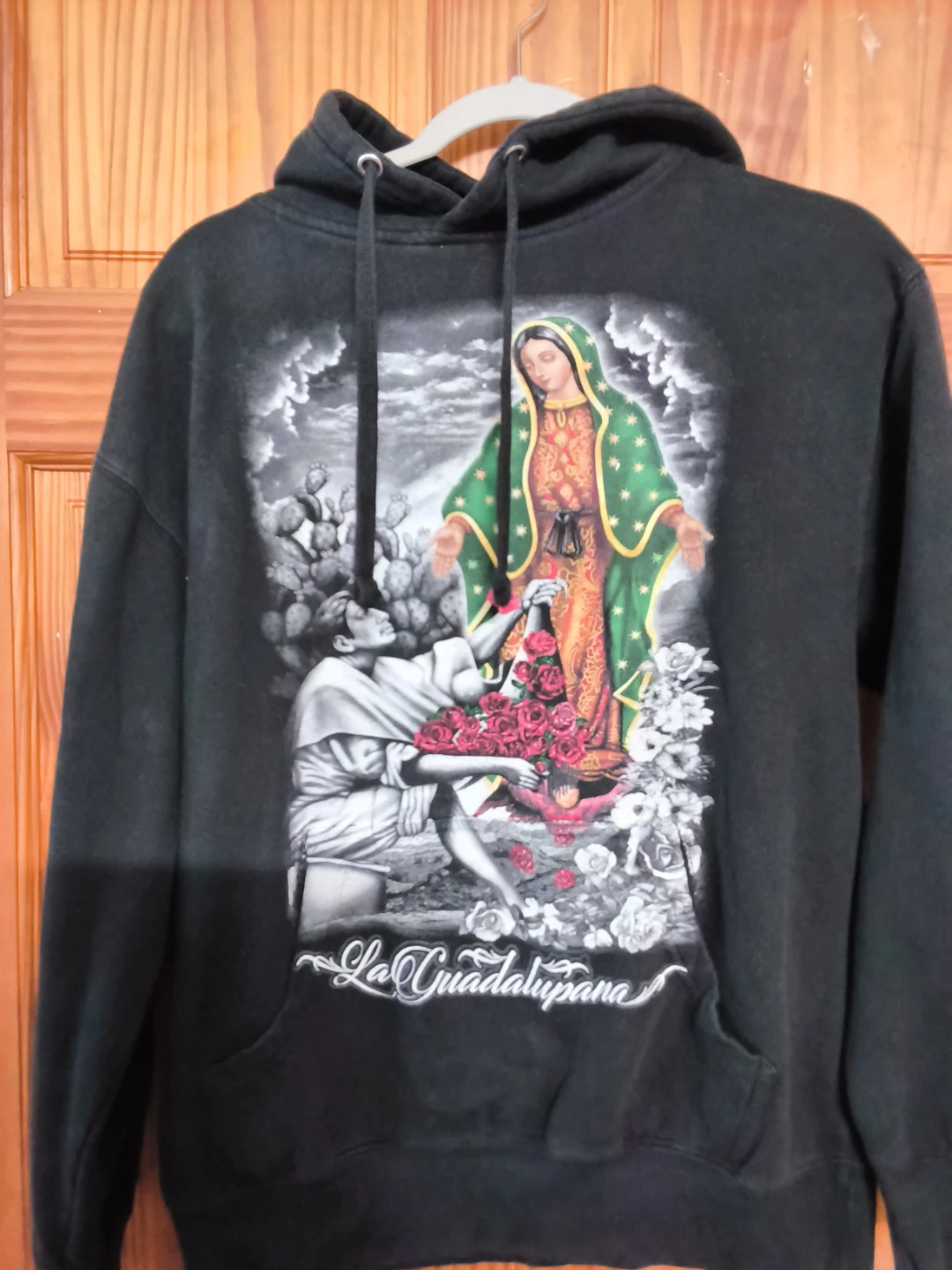 La Guadalupana Black Graphic Hoodie