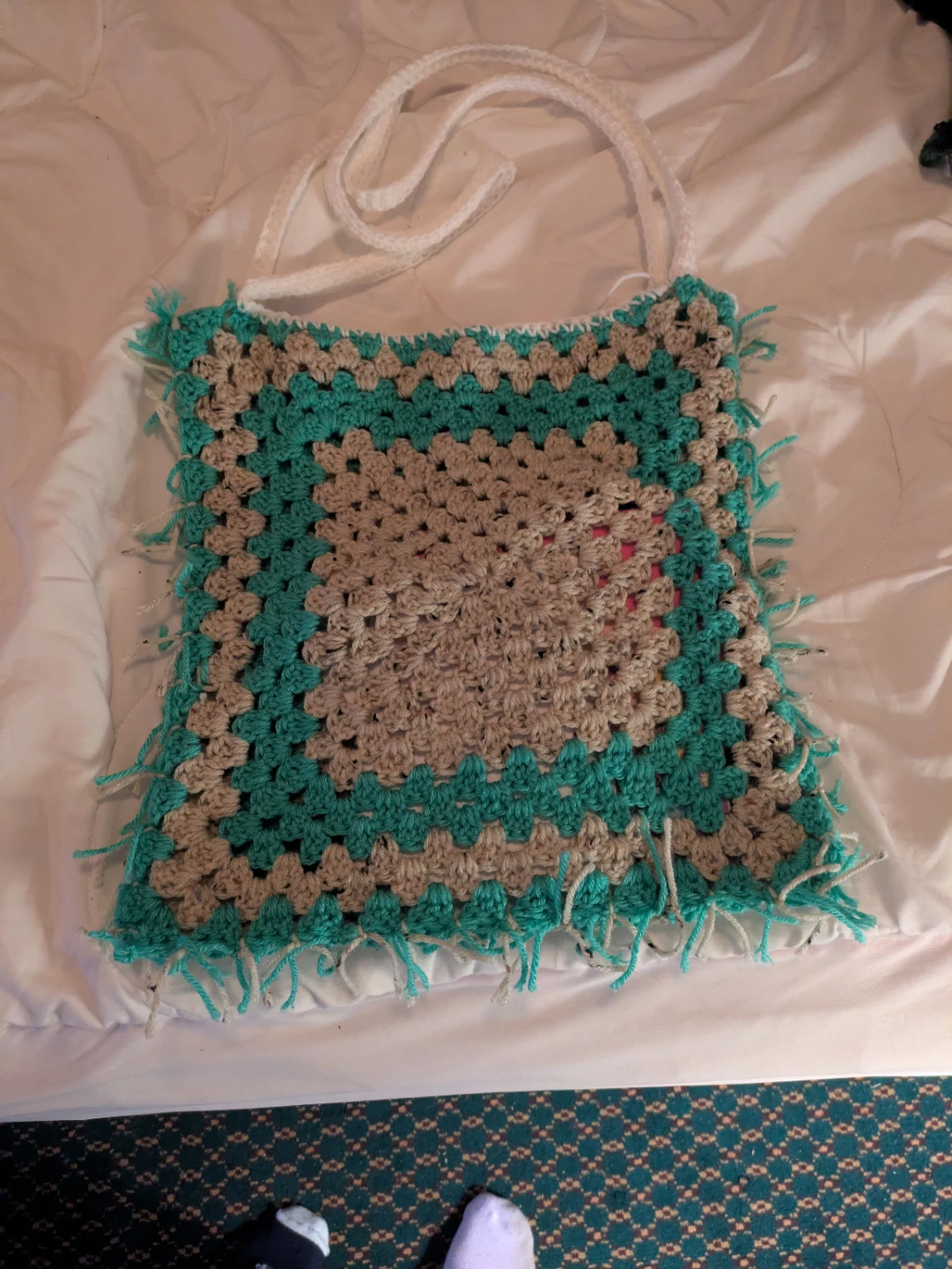 Handmade Crochet Granny Square Shoulder Bag - photo 3