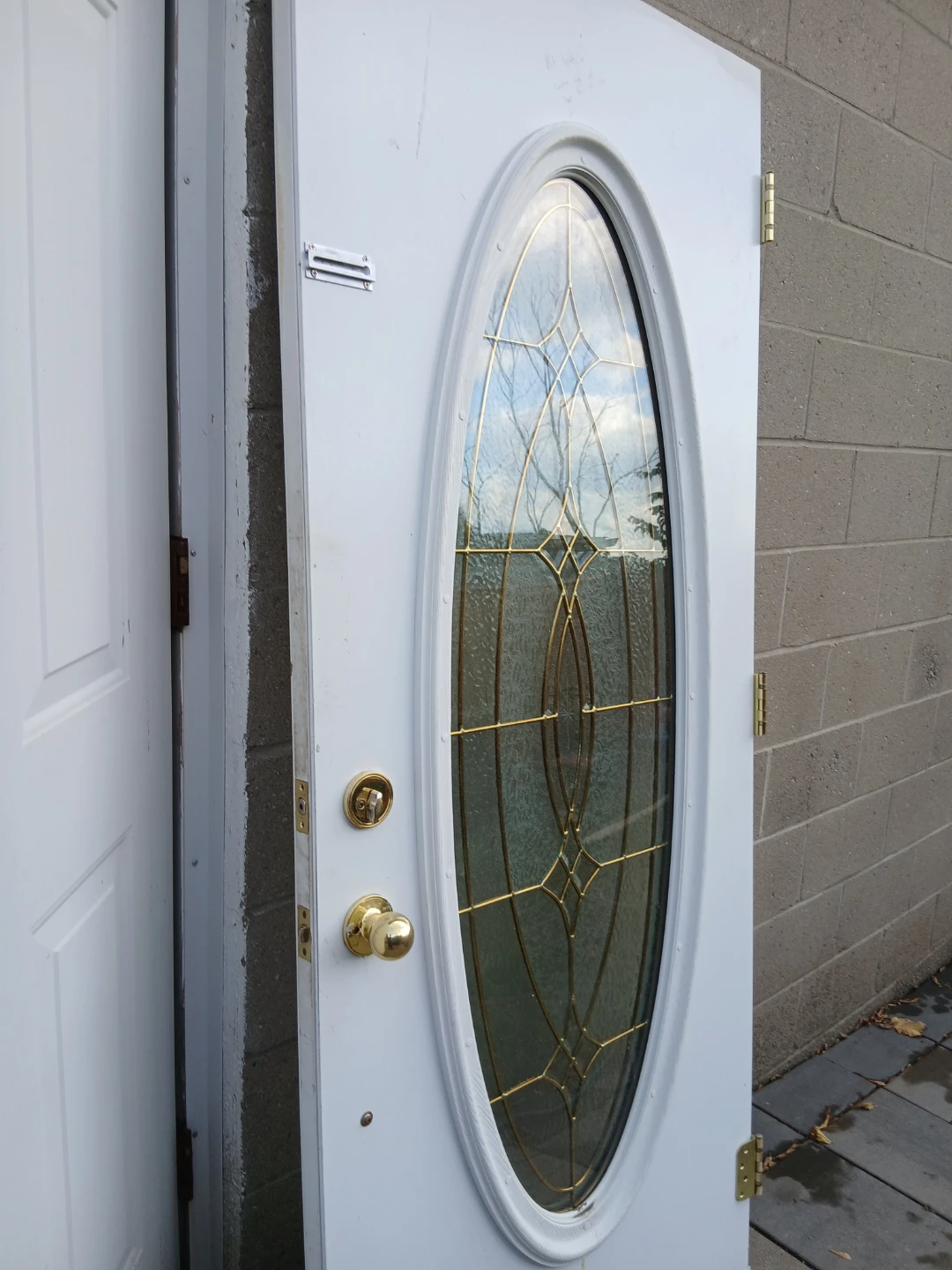 White exterior door with oval glass insert - photo 3
