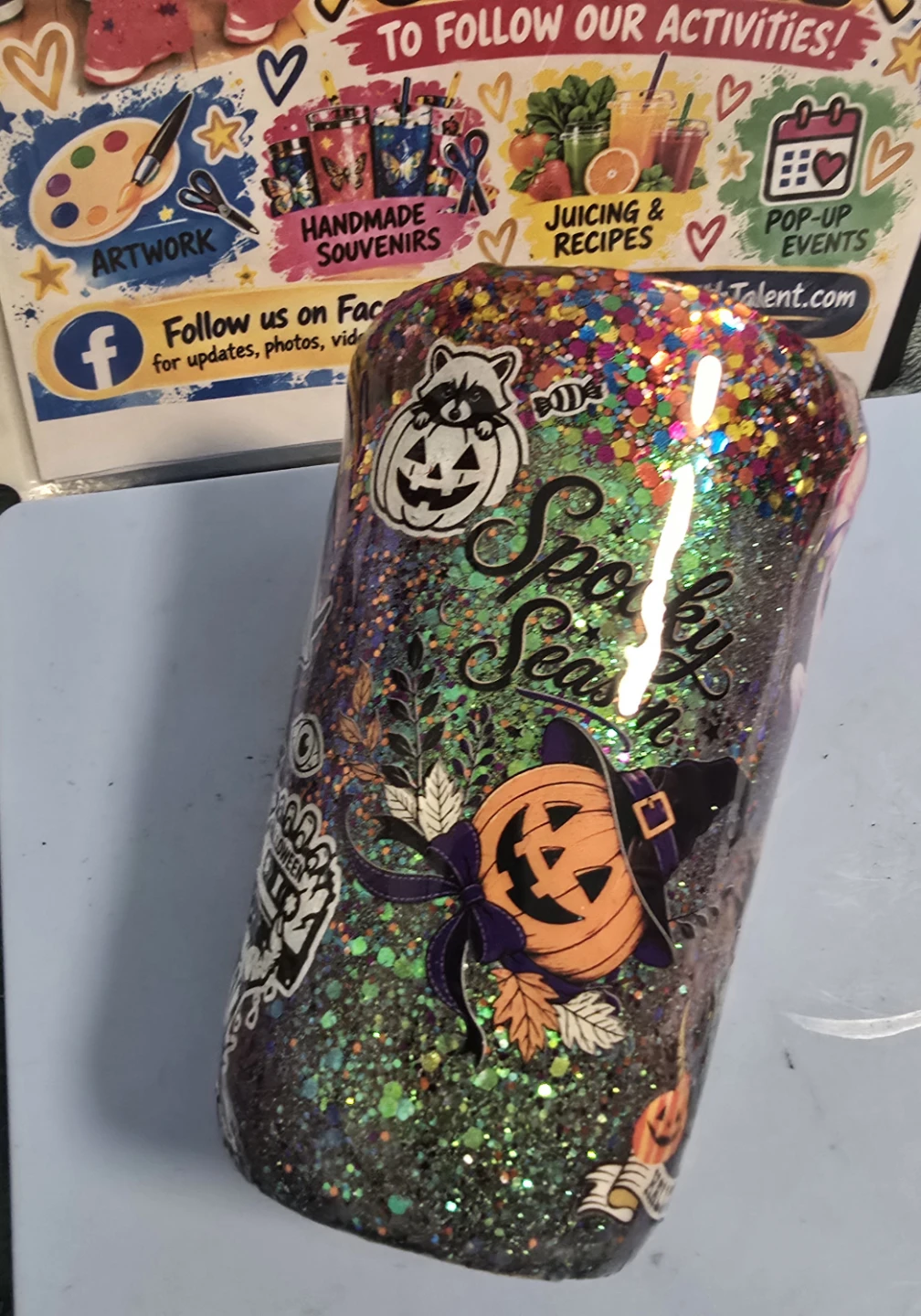 Handmade Halloween Spooky Season Glitter Tumbler
