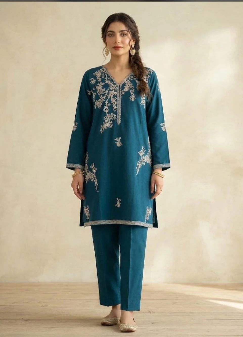 Beautiful cotton embroided cords set