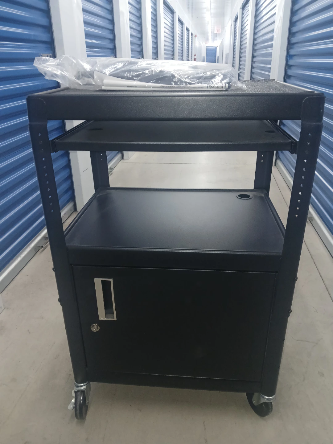 Buhl Black Rolling AV Cart with Locking Cabinet - photo 3