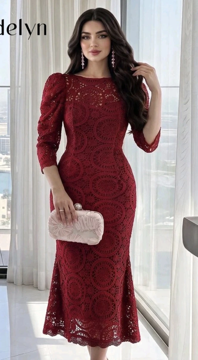 Delyn Burgundy Lace Dress