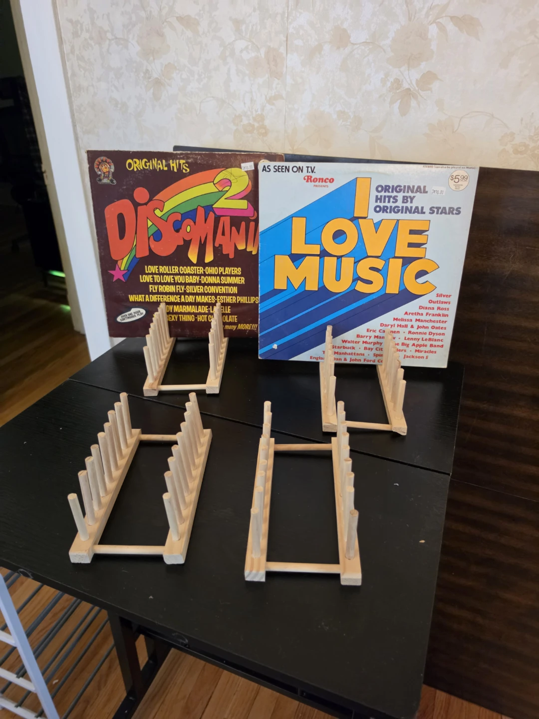 Vinyl Record Rack Bundle – 8 Wooden & Metal Holders - photo 5