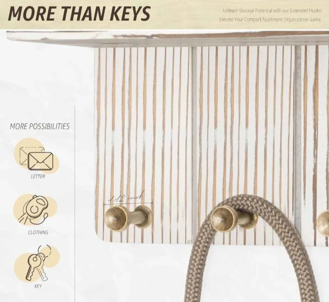 Rustic Wood Wall Mounted Key Holder with Shelf - photo 3