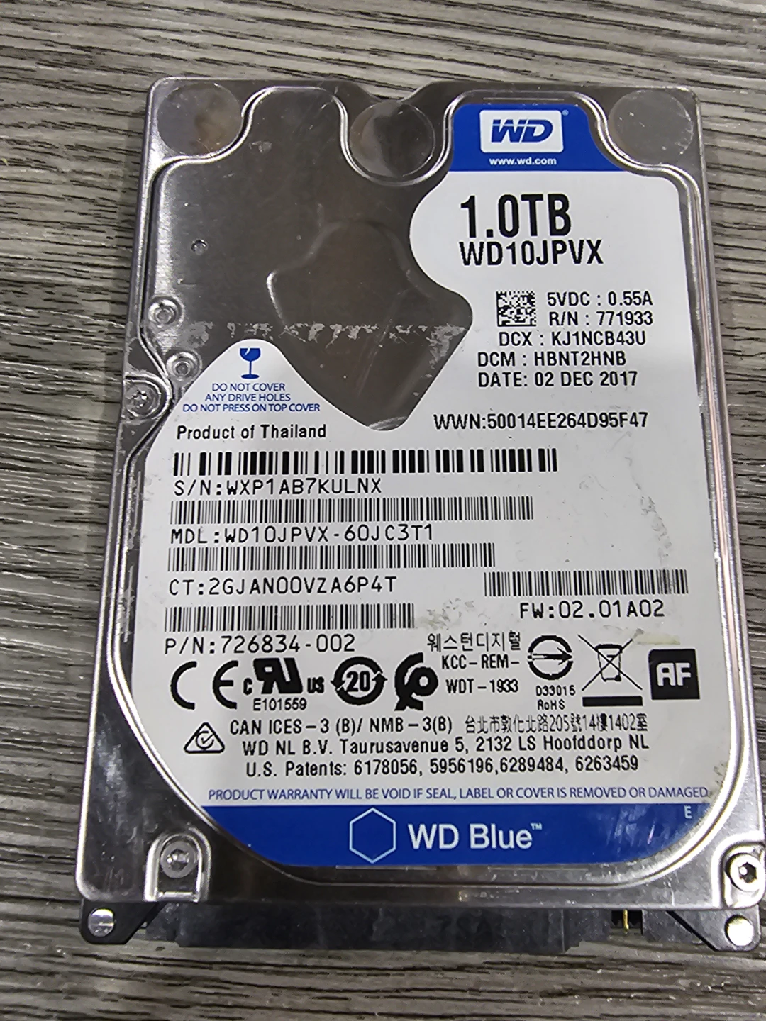 WD Blue 1.0TB Internal Hard Drive WD10JPVX