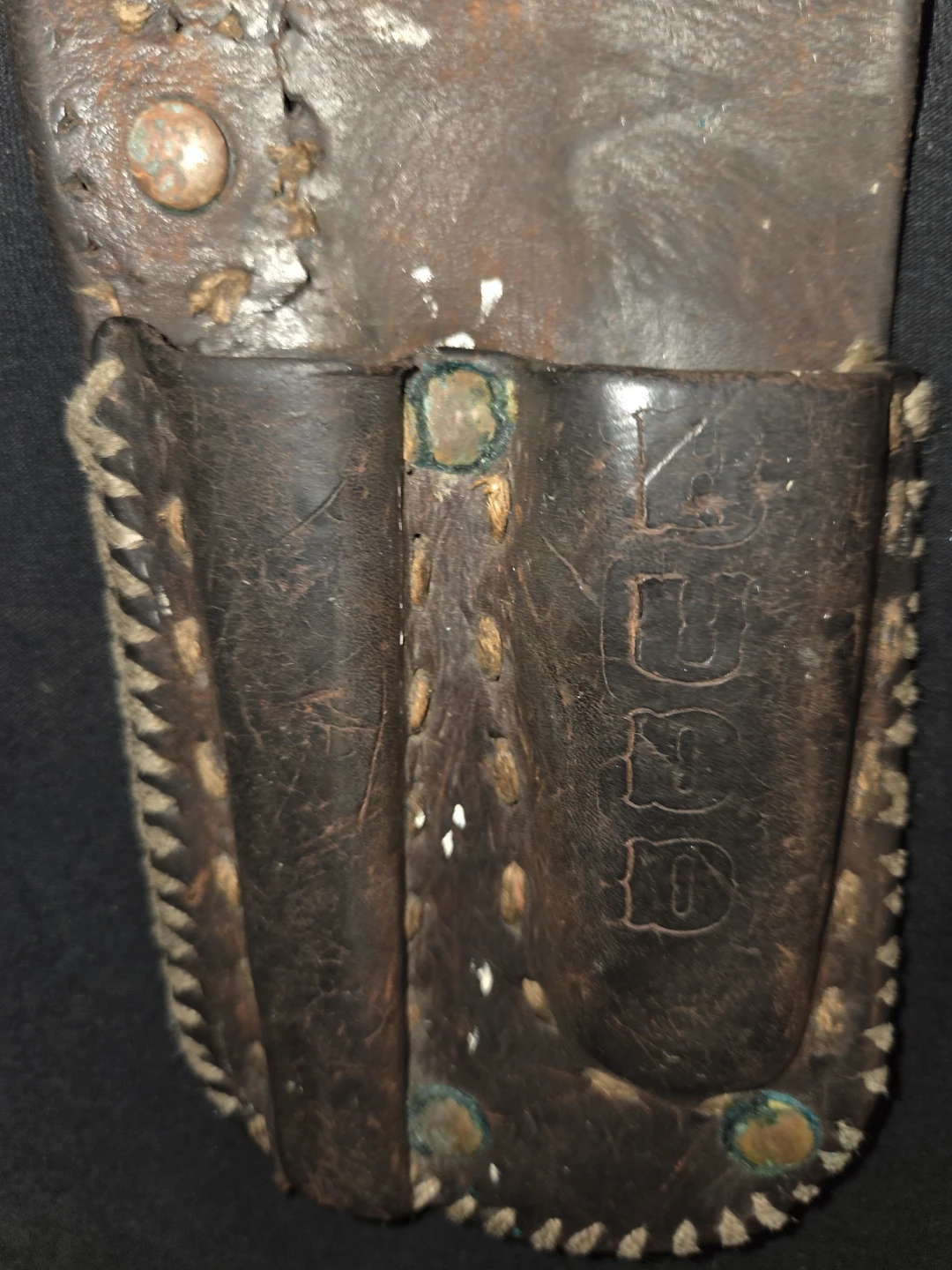 Handmade Leather Knife & Pen Belt Sheath w/ The Name 'BUDD' - photo 2