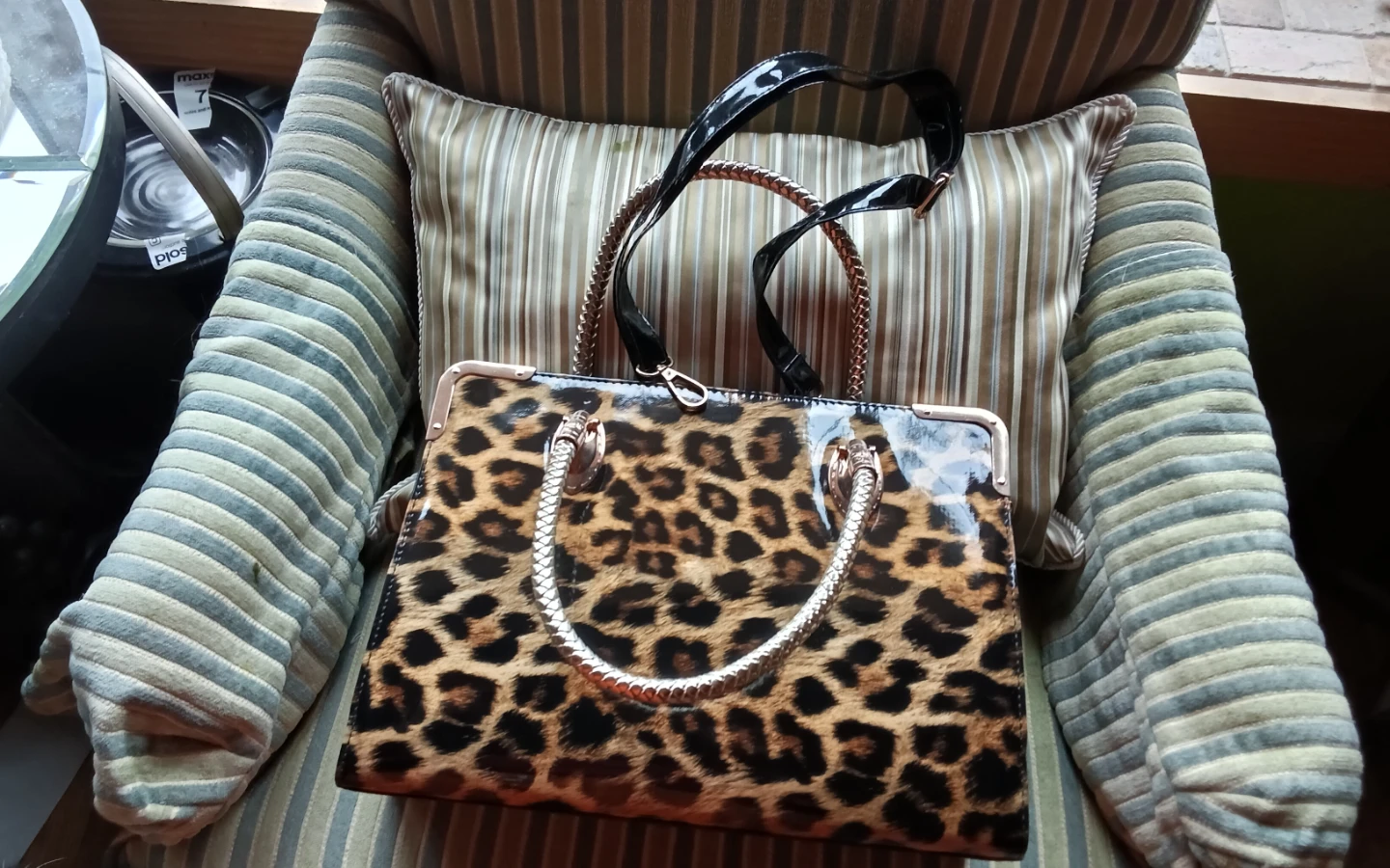 Leopard Print Patent Handbag