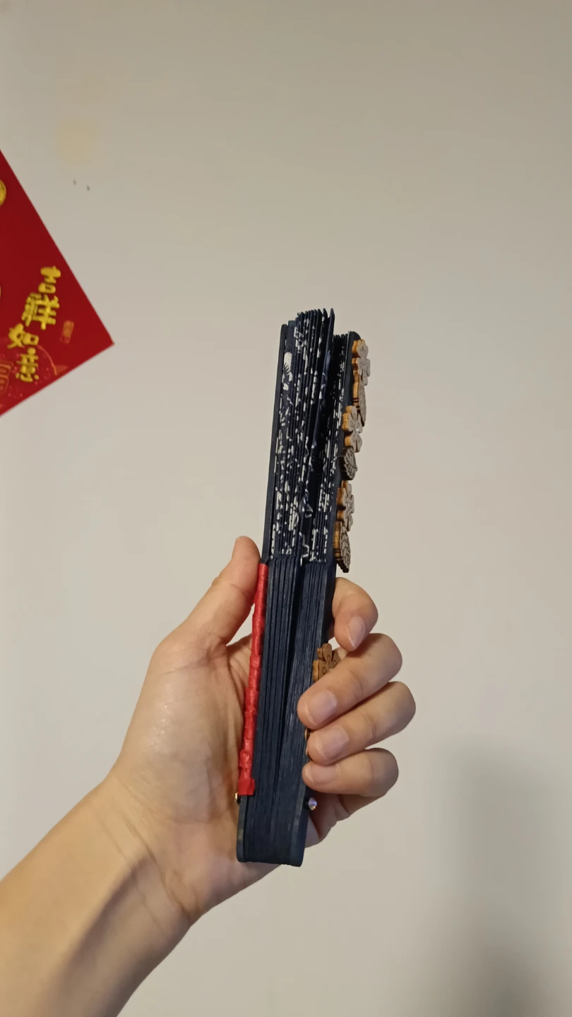 Decorative Navy Blue Floral Hand Fan - photo 2