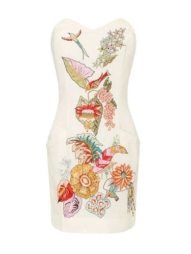 French Connection Embroidered Strapless Dress - Size 6