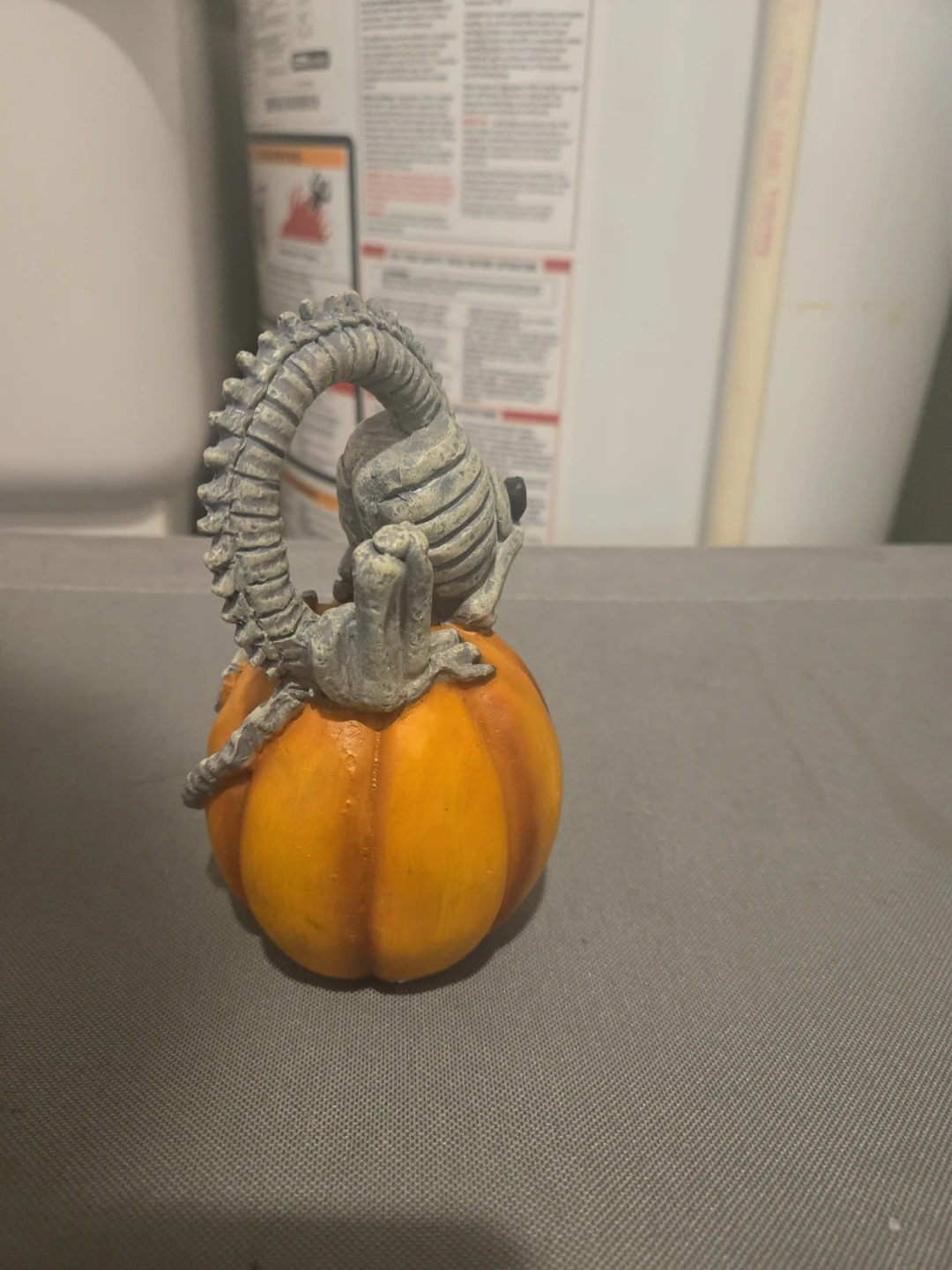 Halloween Skeleton Cat on Pumpkin Decoration - photo 3