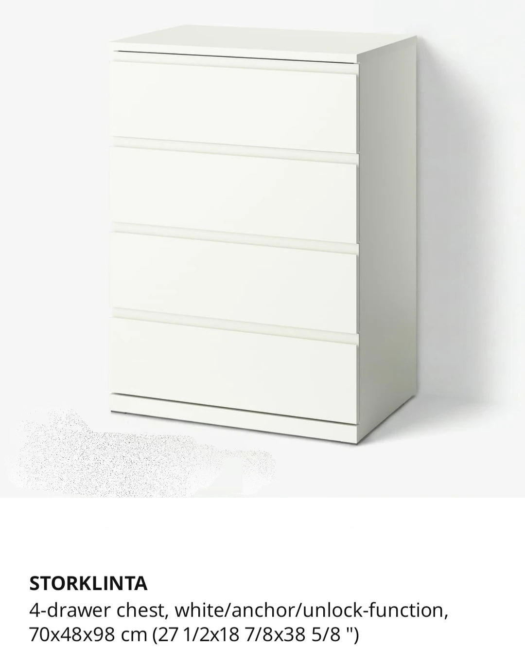 IKEA Storklinta 4-Drawer Chest, White - photo 5