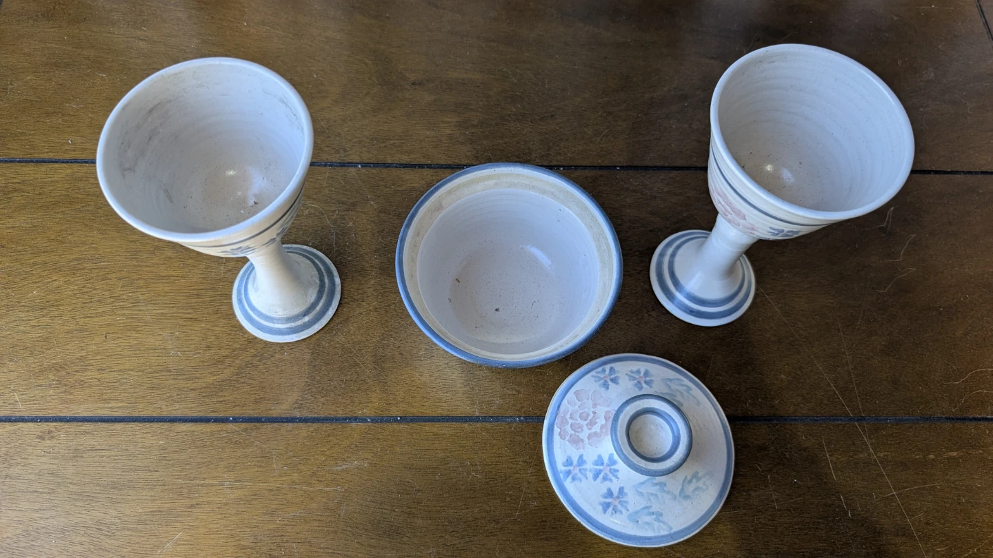 Ceramic Chalices and Covered Bowl Set - photo 3