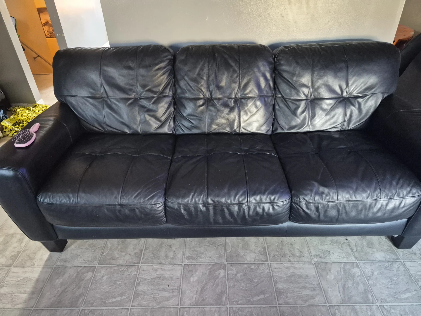 Black leather sofa and love seat - photo 4