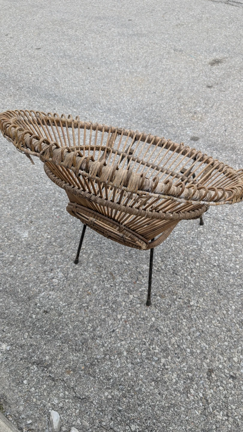 Vintage Rattan Wicker Lounge Chair - photo 3