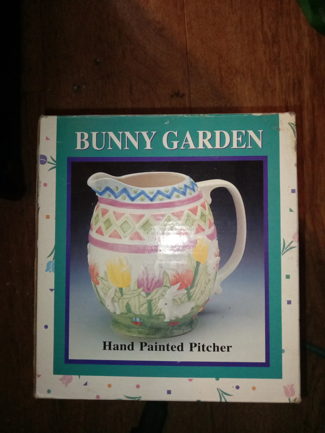 Bunny Garden Hand Painted Pitcher
