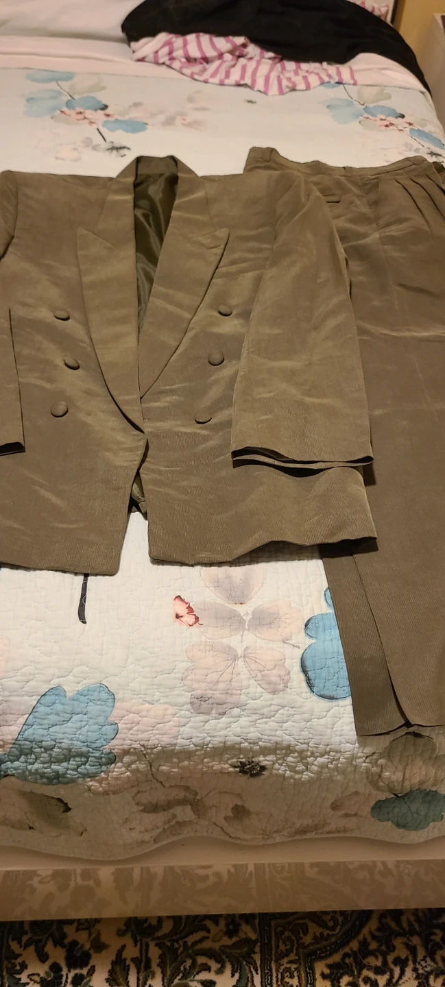 New Olive Green silk Corduroy Suit Set
