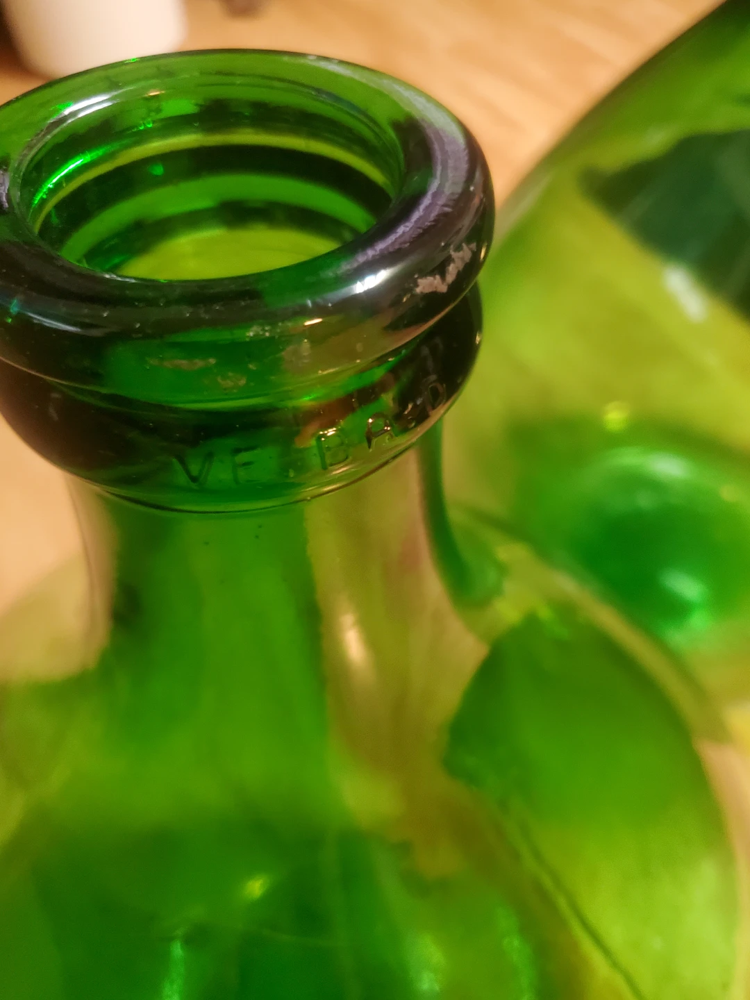 Two Vintage Villani Green Glass Carboys - photo 3