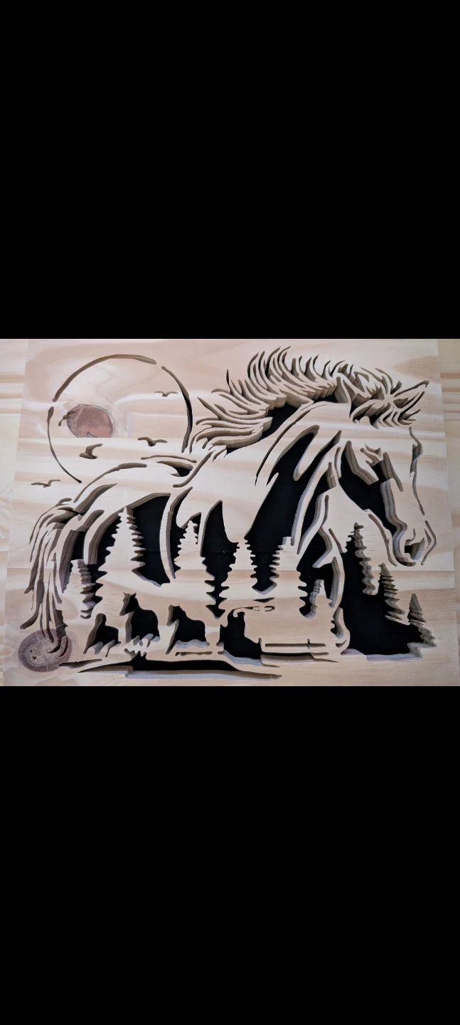 Handcrafted Wild Horse Scroll Saw Wall Art - photo 3