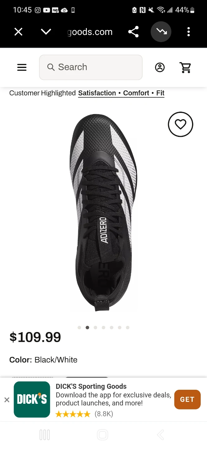 Adidas Adizero Football Cleats Black and White - photo 2