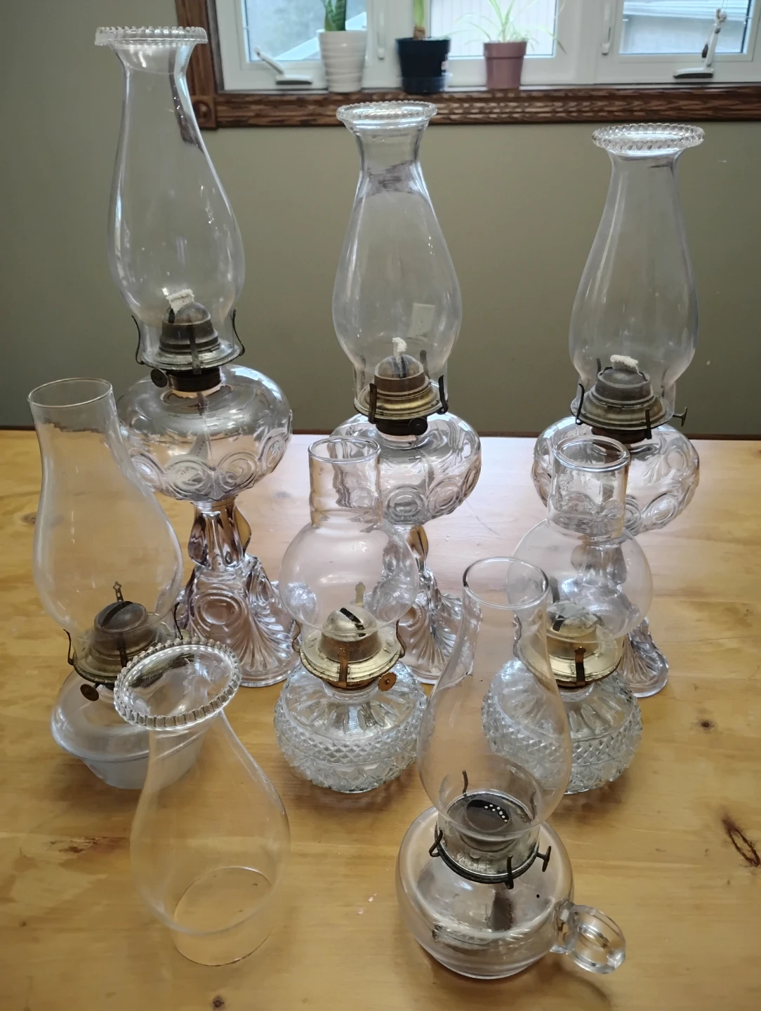 Set of 7 Vintage Oil Lamps