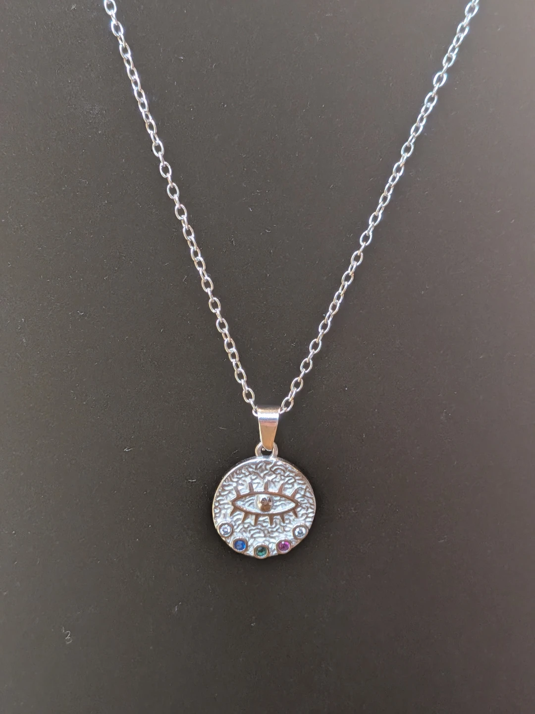 Evil Eye Pendant Necklace with Stones