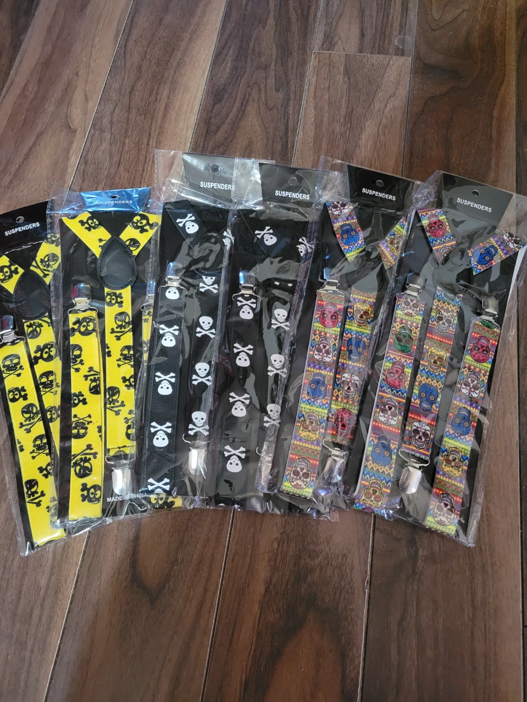 Skull Print Suspenders - Assorted Designs