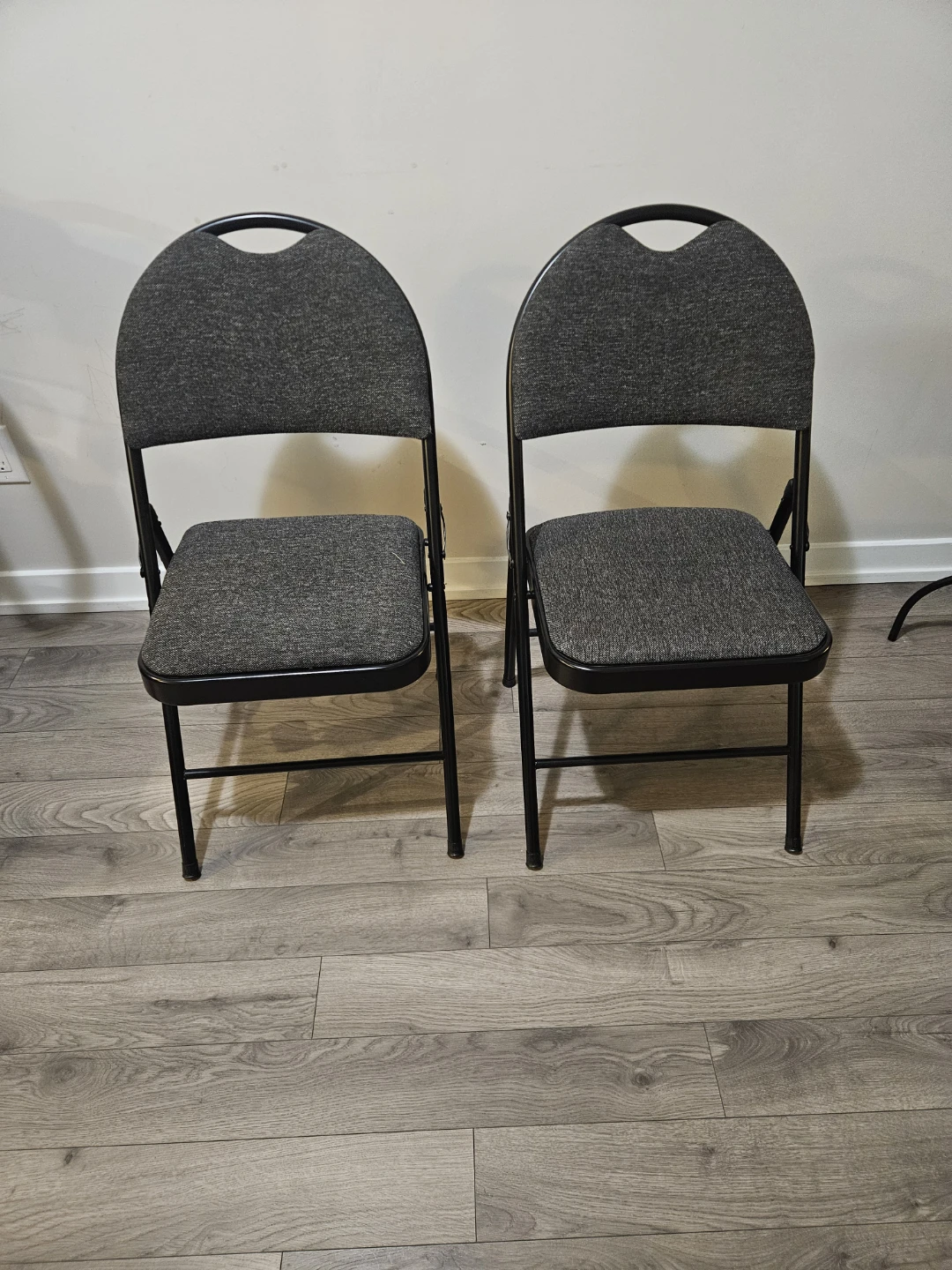 Set of Two Grey Fabric Folding Chairs